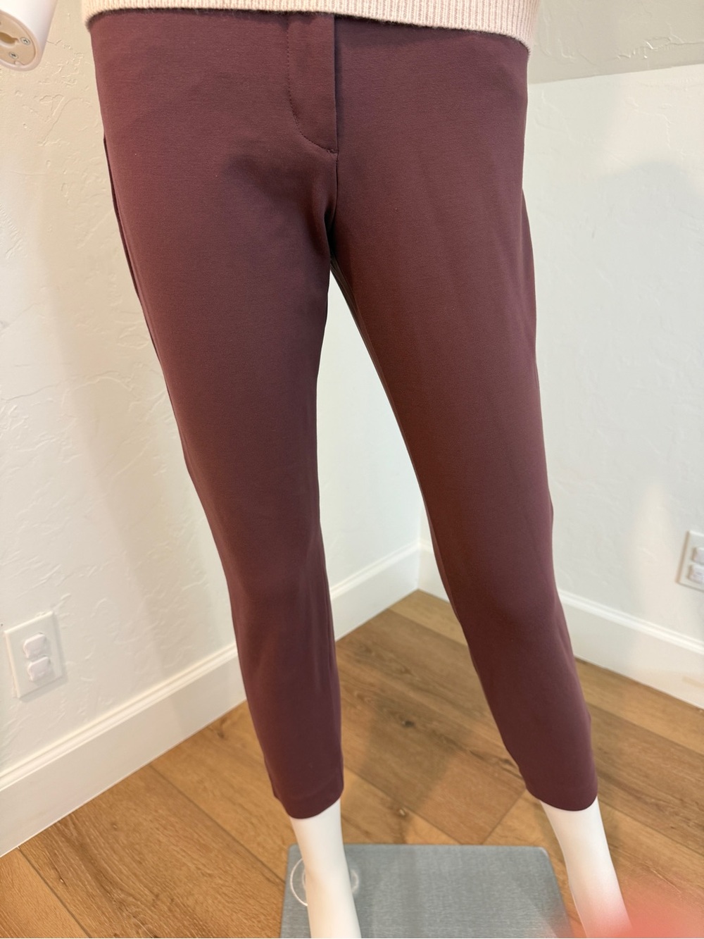 Express Slim Ankle Pull-On Pants in Deep Plum